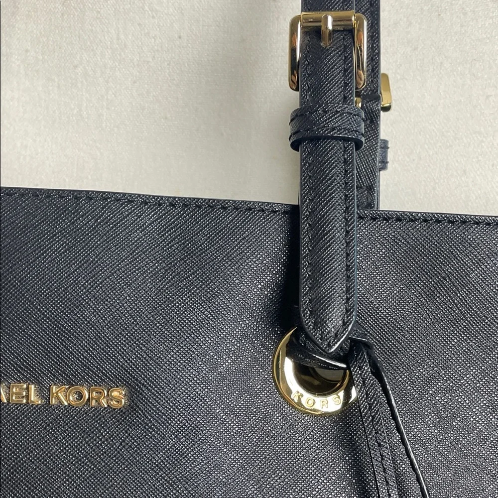 Michael Kors Black leather Tote Bag large MK purse